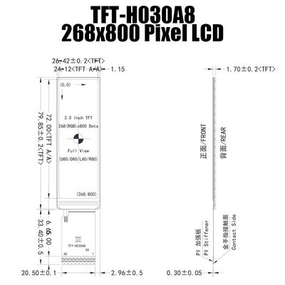 پنل نمایشگر TFT 3.0 اینچی IPS 268x800 با دمای گسترده ST7701S برای ابزار دقیق