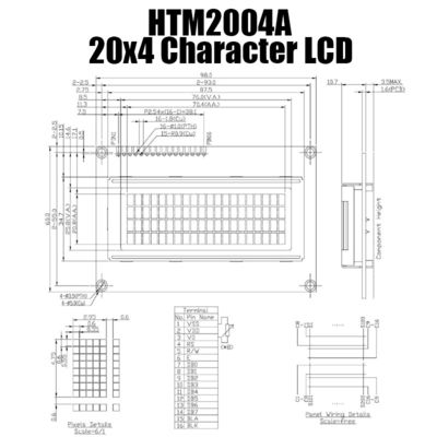 صفحه نمایش LCD کاراکتر ابزار دقیق 20x4 5x8 با مکان نما HTM-2004A